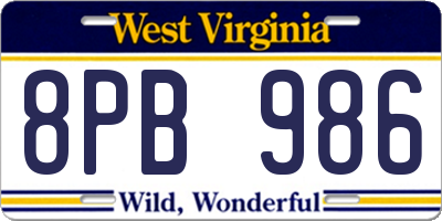 WV license plate 8PB986