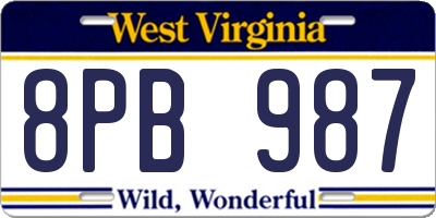 WV license plate 8PB987