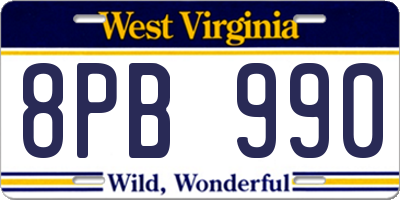 WV license plate 8PB990
