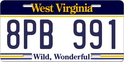 WV license plate 8PB991