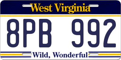 WV license plate 8PB992