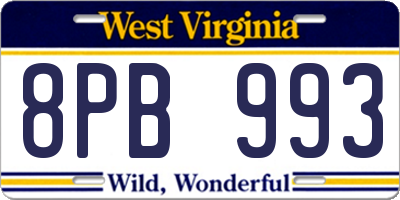 WV license plate 8PB993