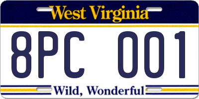 WV license plate 8PC001