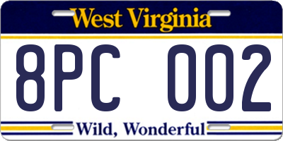 WV license plate 8PC002