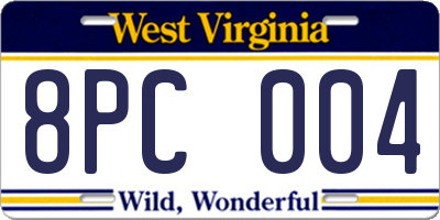 WV license plate 8PC004