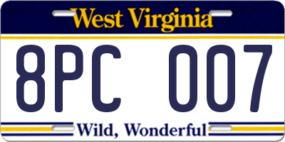 WV license plate 8PC007
