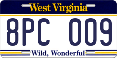 WV license plate 8PC009