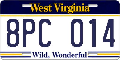 WV license plate 8PC014