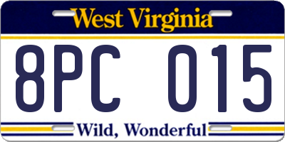 WV license plate 8PC015