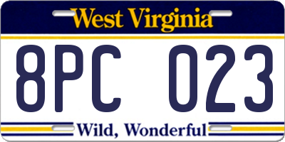 WV license plate 8PC023