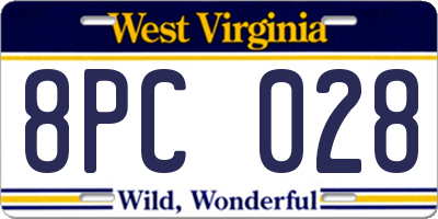 WV license plate 8PC028