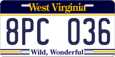 WV license plate 8PC036