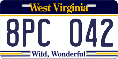 WV license plate 8PC042