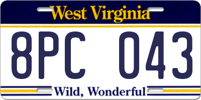 WV license plate 8PC043