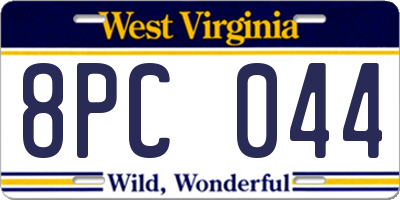 WV license plate 8PC044