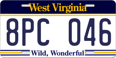 WV license plate 8PC046