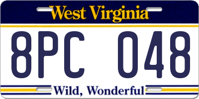 WV license plate 8PC048