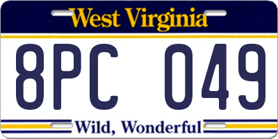 WV license plate 8PC049