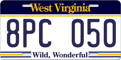WV license plate 8PC050