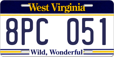 WV license plate 8PC051