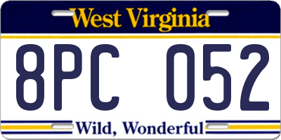 WV license plate 8PC052