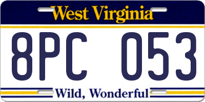 WV license plate 8PC053