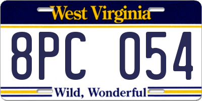 WV license plate 8PC054