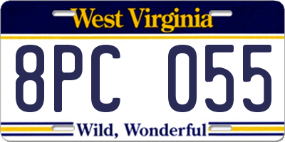 WV license plate 8PC055