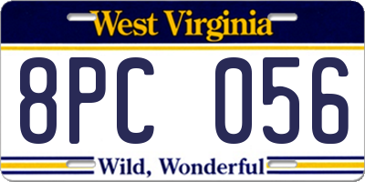 WV license plate 8PC056