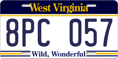 WV license plate 8PC057