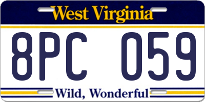 WV license plate 8PC059
