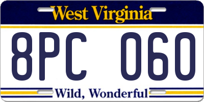 WV license plate 8PC060