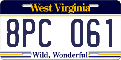WV license plate 8PC061