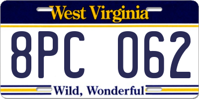 WV license plate 8PC062