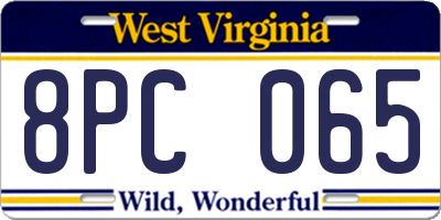 WV license plate 8PC065