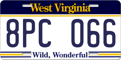 WV license plate 8PC066