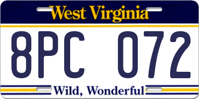 WV license plate 8PC072