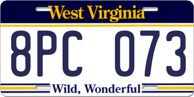 WV license plate 8PC073