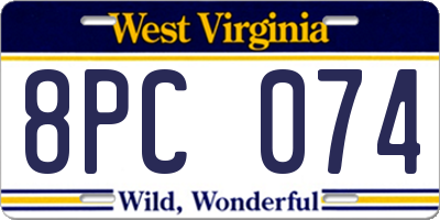 WV license plate 8PC074