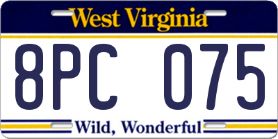 WV license plate 8PC075