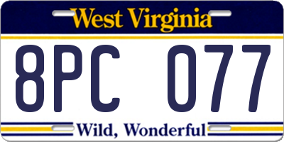 WV license plate 8PC077