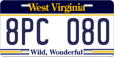 WV license plate 8PC080