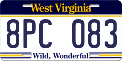 WV license plate 8PC083
