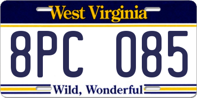 WV license plate 8PC085