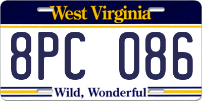 WV license plate 8PC086