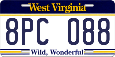 WV license plate 8PC088