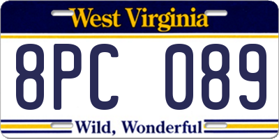 WV license plate 8PC089