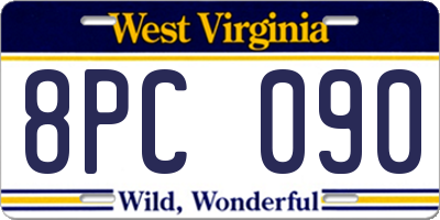 WV license plate 8PC090