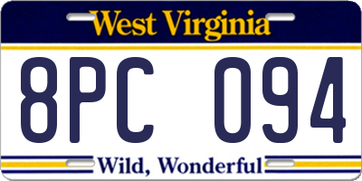 WV license plate 8PC094