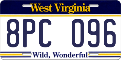 WV license plate 8PC096